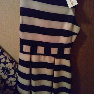 NWT black & white striped sleeveless dress